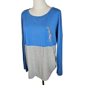 Lilly Pulitzer Blue Gray Long Sleeve Top Tee Giraffe XX Lilly Medium